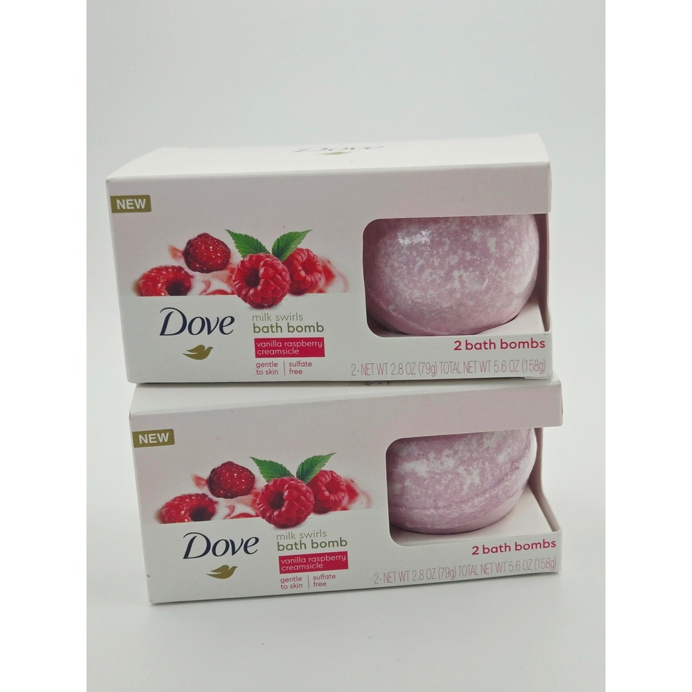 Dove Milk Swirls Bath Bomb Vanilla Raspberry Creamsicle 2-Pack x2 (4‎ Total) NEW